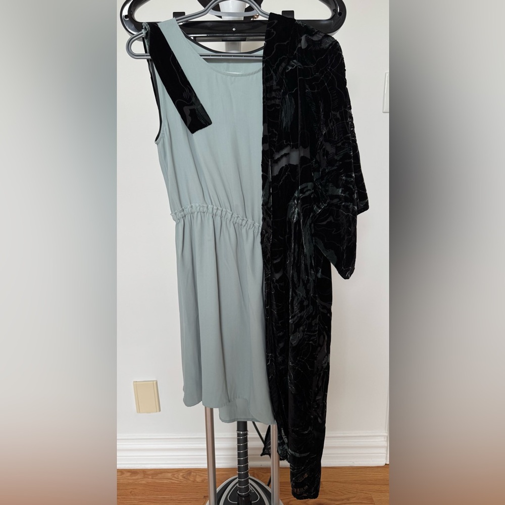 Maison Martin Margiela MM6 Asymmetrical Black and Light Blue Dress 42 L